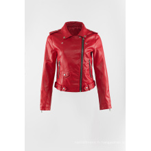 Veste de motard en PU pour femme